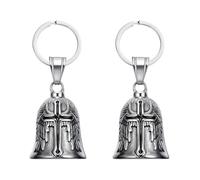 Adunsiaoto 2 Pezzi Portachiavi Guardian Bell, Campanello Motociclista per Motociclisti Personalizzato Regalo, Campanella Moto Portafortuna per Biker Motociclista(Nero)