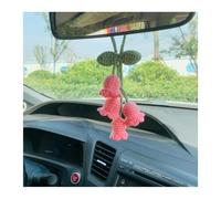 Adunsiaoto Ciondolo Specchietto Auto Accessori Perfetto, Ciondolo Specchio Auto Carino Accessori Perfetto, Ciondolo Carino Specchietto Auto Ragazze, Maglia Fiore Specchietto Retrovisore(Rosa)