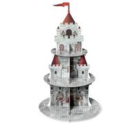 Adval9Vram Alzata per cupcake a forma di cavaliere medievale, a 3 ripiani, in cartone, a forma di cavaliere medievale, a torre, 2 pezzi, vassoio rotondo per servire torte, alzate per torte di