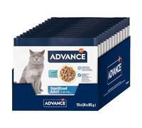 Advance Cibo Umido per Gatti Adulti Sterilizzati con Merluzzo 13 Flowpacks da 4x85g