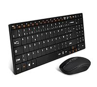 Advance - Kit wireless due in uno con tastiera e mouse senza filo, colore: Nero
