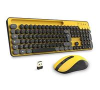 Advance Pep’s Wireless - Kit Tastiera e Mouse Wireless USB AZERTY, RF 2.4 GHz, Mouse Ottico 1600 DPI, Supporto Smartphone Integrato - Giallo