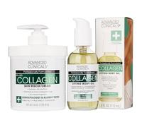 Advanced Clinicals Crema anti-invecchiamento al collagene e olio per il corpo al collagene. Grande crema per viso e corpo da 453,6 g e olio per il corpo da 113,4 g aiuta a rassodare e rassodare la