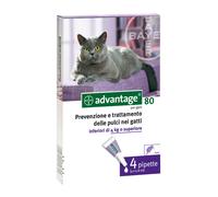 Advantage Spot On 80 prevenzione pulci e zecche per gatti di 4 kg 4 pipette