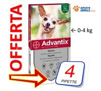 ELANCO ADVANTIX SPOT-ON PER CANI FINO A 4 KG. 4 PIPETTE