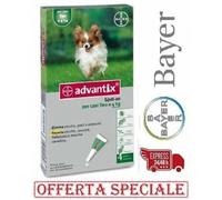 ADVANTIX BAYER SPOT-ON CANI FINO A 4 KG 4 PIPPETTE ANTIPULCI ZECCHE PAPPATACI