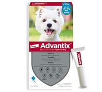 Advantix spot-on antiparassitario per cani da 4kg a 10kg, 4 pipette da 1 ml. Elimina zecche, pulci, pidocchi e larve di pulce in casa. Protegge da zanzare, pappataci e dal rischio di Leishmaniosi