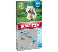 Advantix Spot On Cani PER CANI oltre i 4 Kg fino ai 10 Kg 4 Pipette Monodose