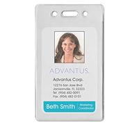 Advantus Porta badge verticali per carte di prossimità, 8 cm di altezza x 6 cm di larghezza, trasparente, confezione da 50