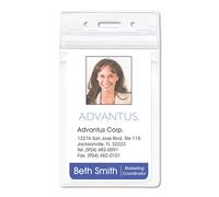ADVANTUS PVC-Free Badge Holders Vertical 3 x 4"""" Insert Size Pack of 50 Holders (75604)