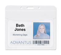 Advantus PVC-Free Horizontal Badge Holder - Support 4"""" x 3"""" Media - Horizontal - Polypropylene - 50 / Pack - Clear