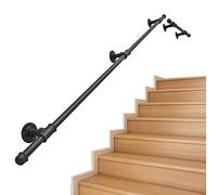 Advap Corrimano per Scale - Ringhiera Scala Moderna Nera - Kit Completo Gradini Fissati al Muro in Metallo Ferro Battuto per Interni ed Esterni (Size: 30cm)