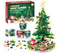 Advent Calendar 2025 Christmas Tree Building Blocks Set, 24 Day Christmas Countdown Calendar Blocks Toy,Xmas Stocking Stuffers Holiday Gifts for Adult Boys and Girls (C(with string lights))