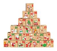 Advent Calendar Box 24 Days Countdown Empty Advent Calendar to Fill Yourself 24PCS 3 inch Kraft Paper 2023 for Xmas Party Supply Style 2