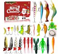 Advent Calendar Fishing Lure - 24 Days of Fishing Baits, Including Hard Lures, Soft Baits, Spinners and Crankbaits, Holiday Countdown Gift Set for Anglers (#G)