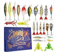 Advent Calendar Fishing Lure - 24 Days of Fishing Baits, Including Hard Lures, Soft Baits, Spinners and Crankbaits, Holiday Countdown Gift Set for Anglers (#E)