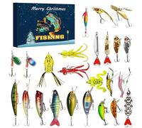 Advent Calendar Fishing Lure - 24 Days of Fishing Baits, Including Hard Lures, Soft Baits, Spinners and Crankbaits, Holiday Countdown Gift Set for Anglers (#D)