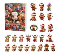 Advent Calendar Ornament Collection - 24 pezzi Yak-Style Christmas Tree Decorations, Handcrafted Holiday Hanging Figurine, Colorful Seasonal Décor | Ideal for Home, Office, Party, Family Festive Dis
