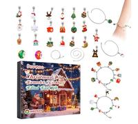 Advent calendær - Bracelet Christmas Countdown Calendar | Jewellery Advent Caléndar, Christmas Themed DIY Charm Bracelet Making Kit For Girls, Jewelry Gift Set Including 24 Chaŕms Beads, 2 Bracelets
