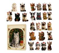Advent Cat Calendar - Cartoon Pendant Home Decor | 24-Day Christmas 2d Acrylic Cat Advent Ornament 2025 For Tree Window Party Office Kids Adults Collectors Pet Lovers