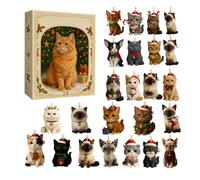 Advent Cat Calendar - Cartoon Pendant Home Decor | 24-Day Christmas 2d Acrylic Cat Advent Ornament 2025 For Tree Window Party Office Kids Adults Collectors Pet Lovers