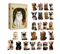Advent Cat Calendar - Cartoon Pendant Home Decor | 24-Day Christmas 2d Acrylic Cat Advent Ornament 2025 For Tree Window Party Office Kids Adults Collectors Pet Lovers
