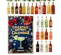 Advent Christmas Calendar 24 Day 3D Decor Holiday Cocktail Tree Ornaments Set for Adults Family Home Bar Party Birthday Wall Window Table Tree Seasonal Countdown Decoration Festive Celebration
