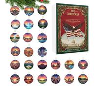 Advent Christmas Calendar 24-day Countdown American Landmarks Pendant Holiday Decor 2D Acrylic Wall Door Tree Decoration Collectible Christmas Countdown Kids Adults Architettura Entusiasts