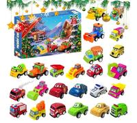 Advent Countdown Calendar, 24 Days Pull Back Car Toys, Vehicle Set Stocking Stuffers, Holiday Party Favors, Christmas Game for Boys Kids Vacation School Home Travel, 1.5 Inches