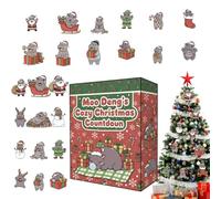 Advent Countdown Calendar | 2D Acrylic Seasonal | 24-Day Hippo-Themed Decor Calendar for Countdown - for Family Friends Teens Collectors Kids Tree Window Wall Door