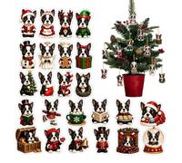 Advent Dog Ornaments Calendar - 2d Flat Acrylic Winter Decor | Countdown Calendar Acrylic Dog Figures For Kids Pet Lovers Girls Party | Mantel Tree Wall Door Shelf