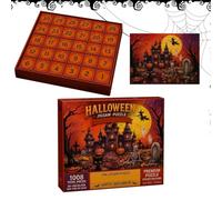 Advent Puzzle Halloween - 30 Days Haunted House Spooky Jigsaw, Visual mystry Countdown Calendar, 70x50cm Immersive Display + Numbered Gift Boxes, Sturdy Thick Pressed Cardboard Token - For Teens Adul