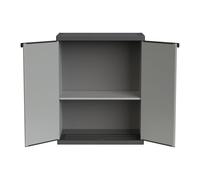 Adventa: Armadietto in resina di PVC e PP, 2 Ante, 1 Ripiano, Facile da Montare, Modular System, Resistente, Adatto ad ambienti Interni ed Esterni, 68L x 40P x 85H cm, Grigio e Nero