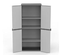 Adventa: Armadio in resina di PVC e PP, 2 Ante, 3 Ripiani, Facile da Montare, Modular System, Resistente, Adatto ad ambienti Interni ed Esterni, 68L x 40P x 165H cm, Grigio e Nero