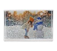 Adventa Cornice portafoto glitterata in acrilico trasparente, 10,2 x 15,2 cm, colore bianco neve, ideale come regalo o decorazione per la casa