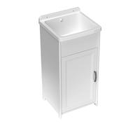 Adventa: Mobile lavatoio Salva-Spazio in resina di PP, Facile da montare, Compatto, Vasca Resistente agli acidi di uso comune, Lavanderia, Garage, Esterno, 40L x 40P x 85H cm, Bianco