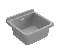 Adventa: Vasca in Resina di PP, Fissaggio a Parete, Compatto, con Sifone e Piletta, Resistente agli acidi di Uso Comune, Lavanderia, Garage, Esterno, 40L x 40P x 19H cm