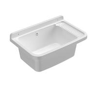 Adventa: Vasca lavatoio in resina di PP, fissaggio a Parete, Con Sifone e Piletta, Resistente agli acidi di uso comune, Lavanderia, Garage, Esterno, 57L x 36.5P x 16H cm, Bianco