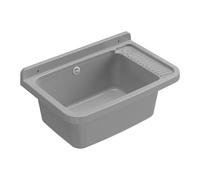 Adventa: Vasca lavatoio in resina di PP, fissaggio a Parete, Con Sifone e Piletta, Resistente agli acidi di uso comune, Lavanderia, Garage, Esterno, 58,3L × 39P × 24H cm, Grigio Cemento