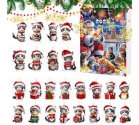 Adventskalender für Weihnachten - 24 Tage Weihnachts-Countdown mit 2D Acryl Niedlichen Kätzchen Ornamenten | Stagionaler Advent Schmuck - Geschenk für Freunde Teenager Männer Mädchen Jugendliche