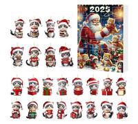 Adventskalender Für Weihnachten | 24 Tage Weihnachtscountdown Mit 2D Acryl Kätzchen Ornamenten | Niedliche Weihnachtsdekoration Für Zuhause Büro Kinder Frauen Und Männer Feiertage