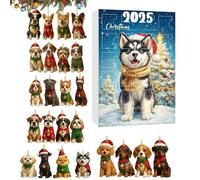 Adventskalender mit Hunde-Motiv,Saisonales Acryl In 2D Flachoptik - 24-Tage Countdown Bis Weihnachten Hund-Dekorations-Kalender | Per Freunde Erwachsene Teenager Haustierliebhaber Fenster Tür