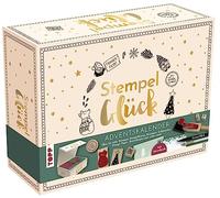 Adventskalender Stempel-Glück. Mehr als 24 Stempel, Anleitungsbuch und Zubehör: Box mit Magnetverschluss, Material für 24 Stempelprojekte, 29 Holzstempel, Buch (48 S., DIN A5, Softcover) uvm.