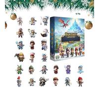Adventure Adventt Calendar 2025-24 Day, 2D Acrylic Christmas Countdown, Fantasy Christmas Advent, 24 pezzi 2D Acrylic Adventure Characters and Hangable Ornaments for Tree, Boys, Girls, Students