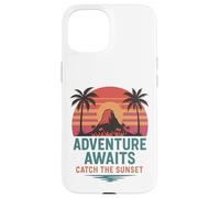 Adventure Awaits Catch the Sunset, design retrò da viaggio Custodia per iPhone 15