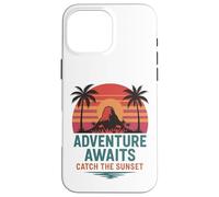 Adventure Awaits Catch the Sunset, design retrò da viaggio Custodia per iPhone 16 Pro Max
