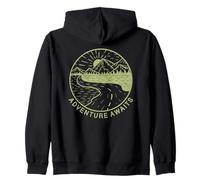Adventure Awaits - Maglietta da Viaggio con Montagne Vintage Felpa con Cappuccio