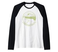 Adventure Awaits - Maglietta da Viaggio con Montagne Vintage Maglia con Maniche Raglan