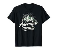 Adventure Awaits Montagna Natura Vintage Escursionismo Uomo Donna Maglietta