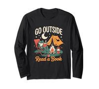 Adventure Awaits Reading Camping Lover Outdoor Fun Apparel Maglia a Manica
